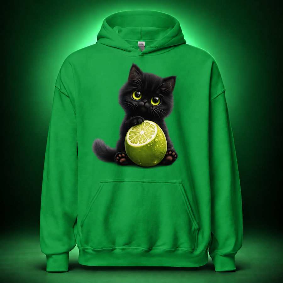 Lime Kitty Cat Hoodie
